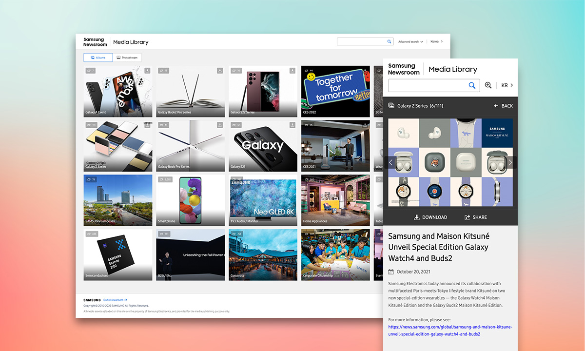 SAMSUNG Newsroom Media Library website